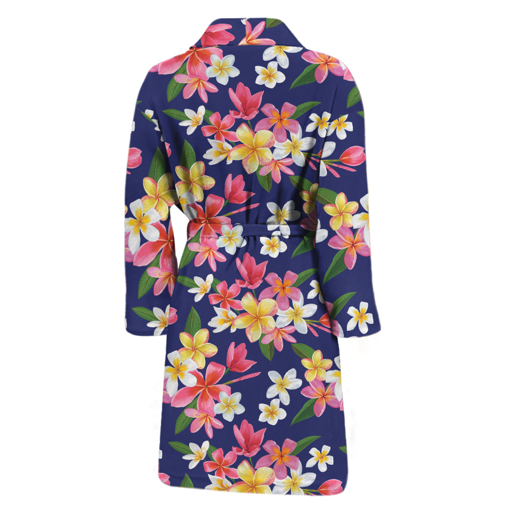 Tropical Frangipani Plumeria Print Men's Bathrobe