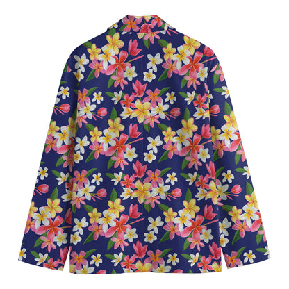 Tropical Frangipani Plumeria Print Men's Blazer