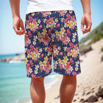 Tropical Frangipani Plumeria Print Men's Cargo Shorts