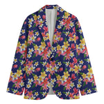 Tropical Frangipani Plumeria Print Men's Cotton Blazer