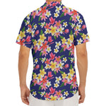 Tropical Frangipani Plumeria Print Men's Deep V-Neck Shirt