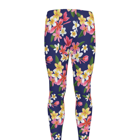 Tropical Frangipani Plumeria Print Men's leggings