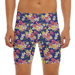 Tropical Frangipani Plumeria Print Men's Long Boxer Briefs