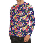 Tropical Frangipani Plumeria Print Men's Long Sleeve Rash Guard
