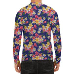 Tropical Frangipani Plumeria Print Men's Long Sleeve Rash Guard