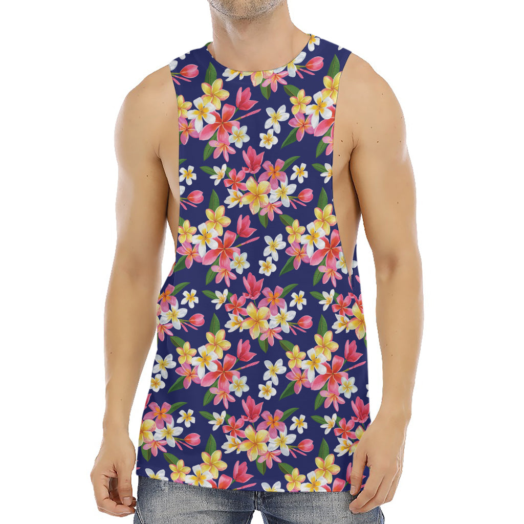 Tropical Frangipani Plumeria Print Men's Muscle Tank Top