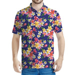 Tropical Frangipani Plumeria Print Men's Polo Shirt