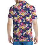 Tropical Frangipani Plumeria Print Men's Polo Shirt