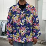 Tropical Frangipani Plumeria Print Men's Shirt Jacket