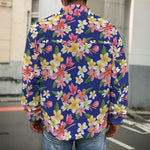 Tropical Frangipani Plumeria Print Men's Shirt Jacket