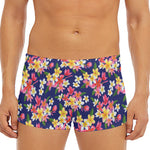 Tropical Frangipani Plumeria Print Men's Short Boxer Briefs