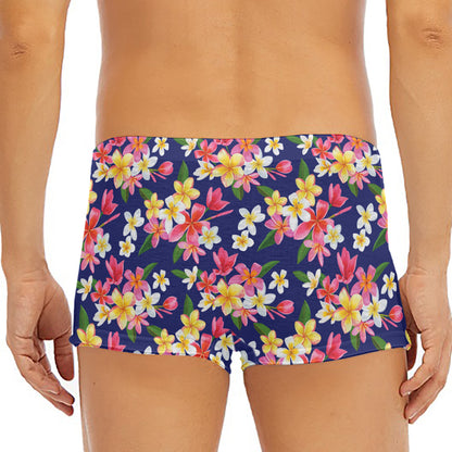 Tropical Frangipani Plumeria Print Men's Short Boxer Briefs