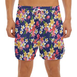 Tropical Frangipani Plumeria Print Men's Split Running Shorts