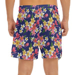 Tropical Frangipani Plumeria Print Men's Split Running Shorts