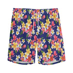 Tropical Frangipani Plumeria Print Men's Sports Shorts