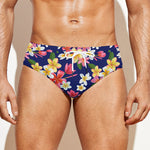 Tropical Frangipani Plumeria Print Men's Swim Briefs