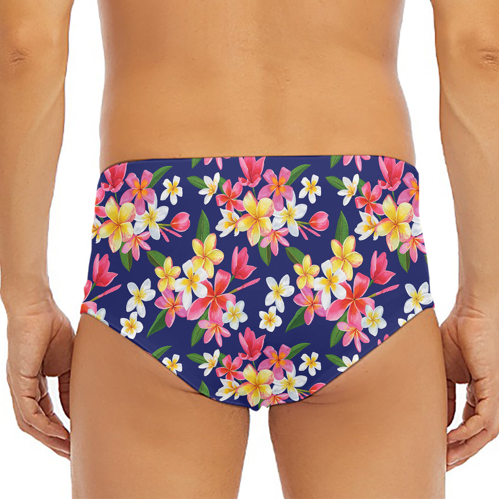Tropical Frangipani Plumeria Print Men's Triangle Swim Briefs