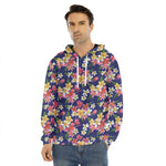 Tropical Frangipani Plumeria Print Men's Velvet Pullover Hoodie