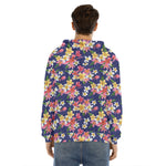 Tropical Frangipani Plumeria Print Men's Velvet Pullover Hoodie