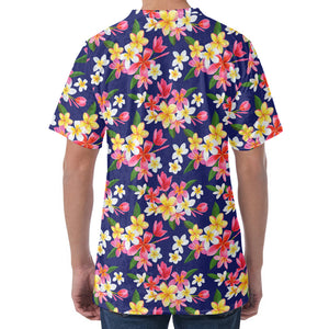 Tropical Frangipani Plumeria Print Men's Velvet T-Shirt