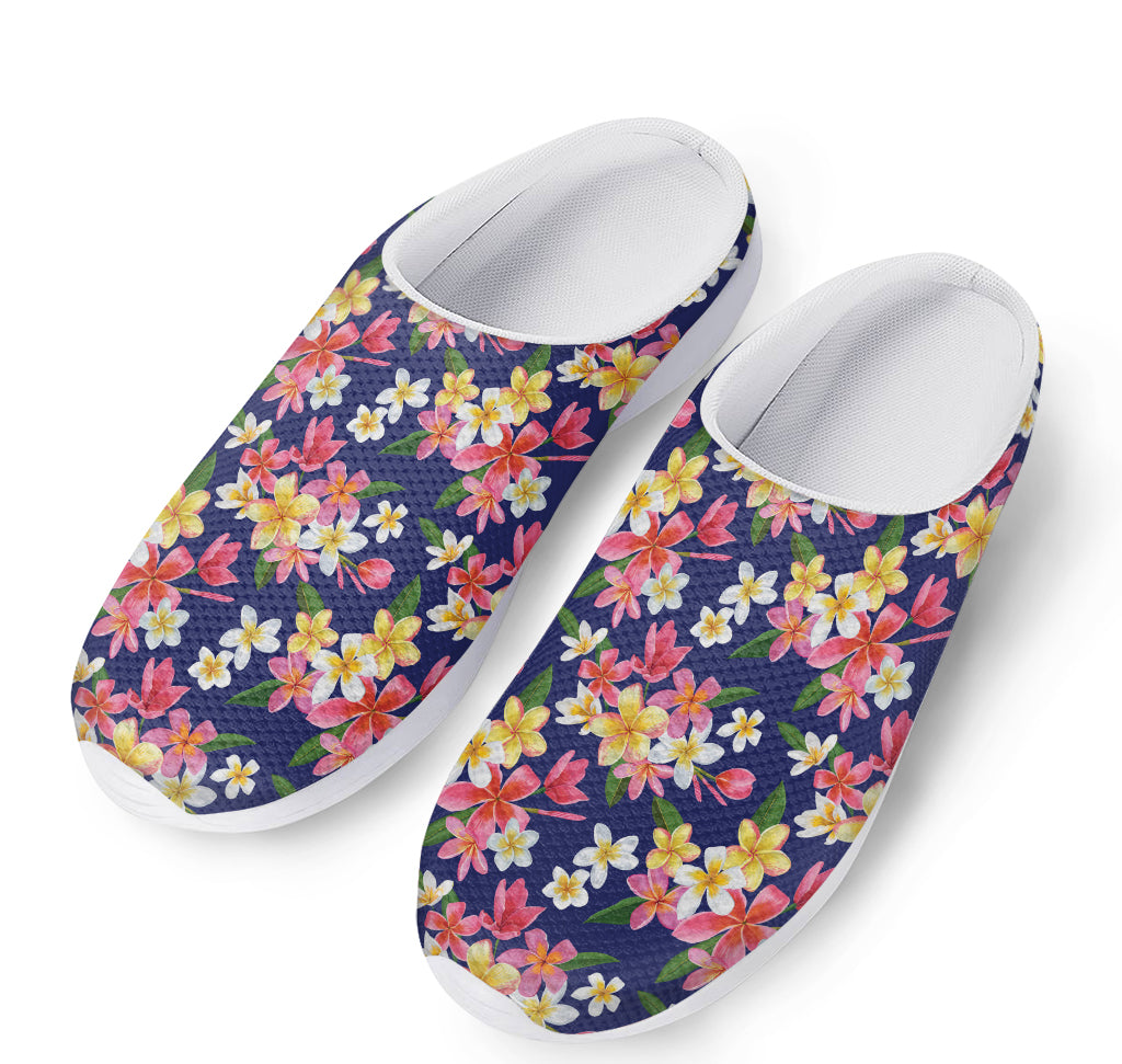 Tropical Frangipani Plumeria Print Mesh Casual Shoes