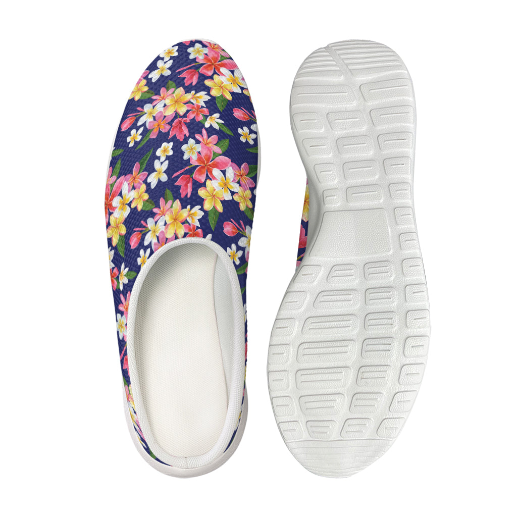 Tropical Frangipani Plumeria Print Mesh Casual Shoes