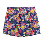 Tropical Frangipani Plumeria Print Mesh Shorts