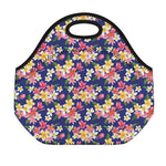 Tropical Frangipani Plumeria Print Neoprene Lunch Bag