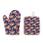 Tropical Frangipani Plumeria Print Oven Mitt And Pot Holder Set