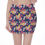 Tropical Frangipani Plumeria Print Pencil Mini Skirt