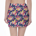 Tropical Frangipani Plumeria Print Pencil Mini Skirt