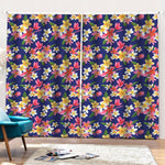 Tropical Frangipani Plumeria Print Pencil Pleat Curtains