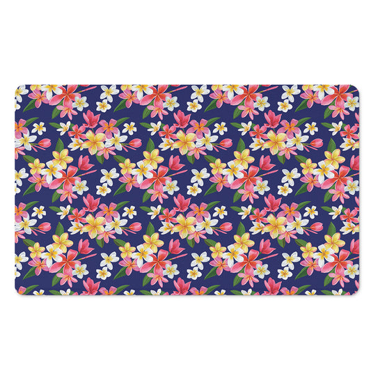 Tropical Frangipani Plumeria Print Polyester Doormat