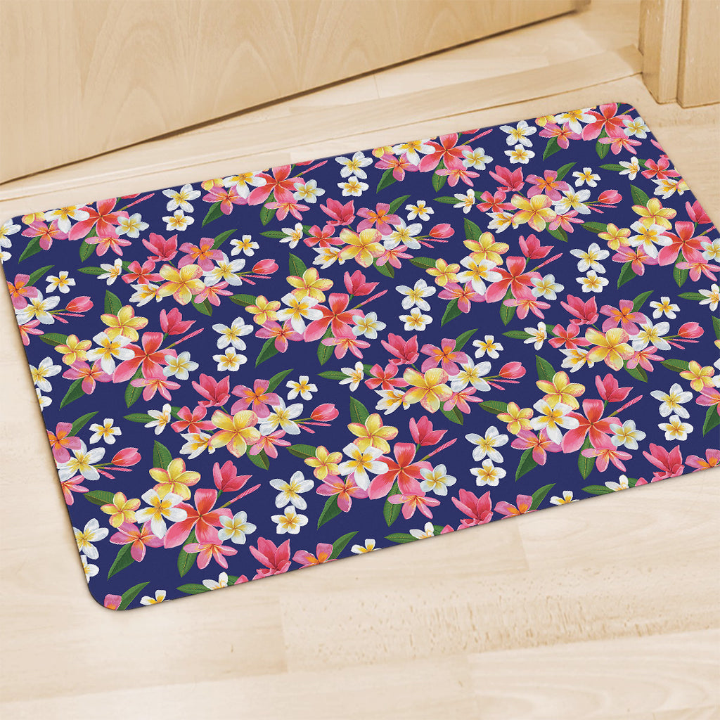 Tropical Frangipani Plumeria Print Polyester Doormat