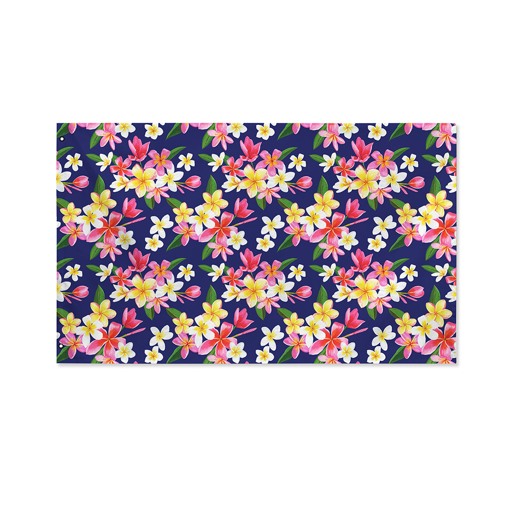 Tropical Frangipani Plumeria Print Polyester Flag