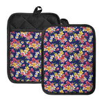 Tropical Frangipani Plumeria Print Pot Holders With Pocket