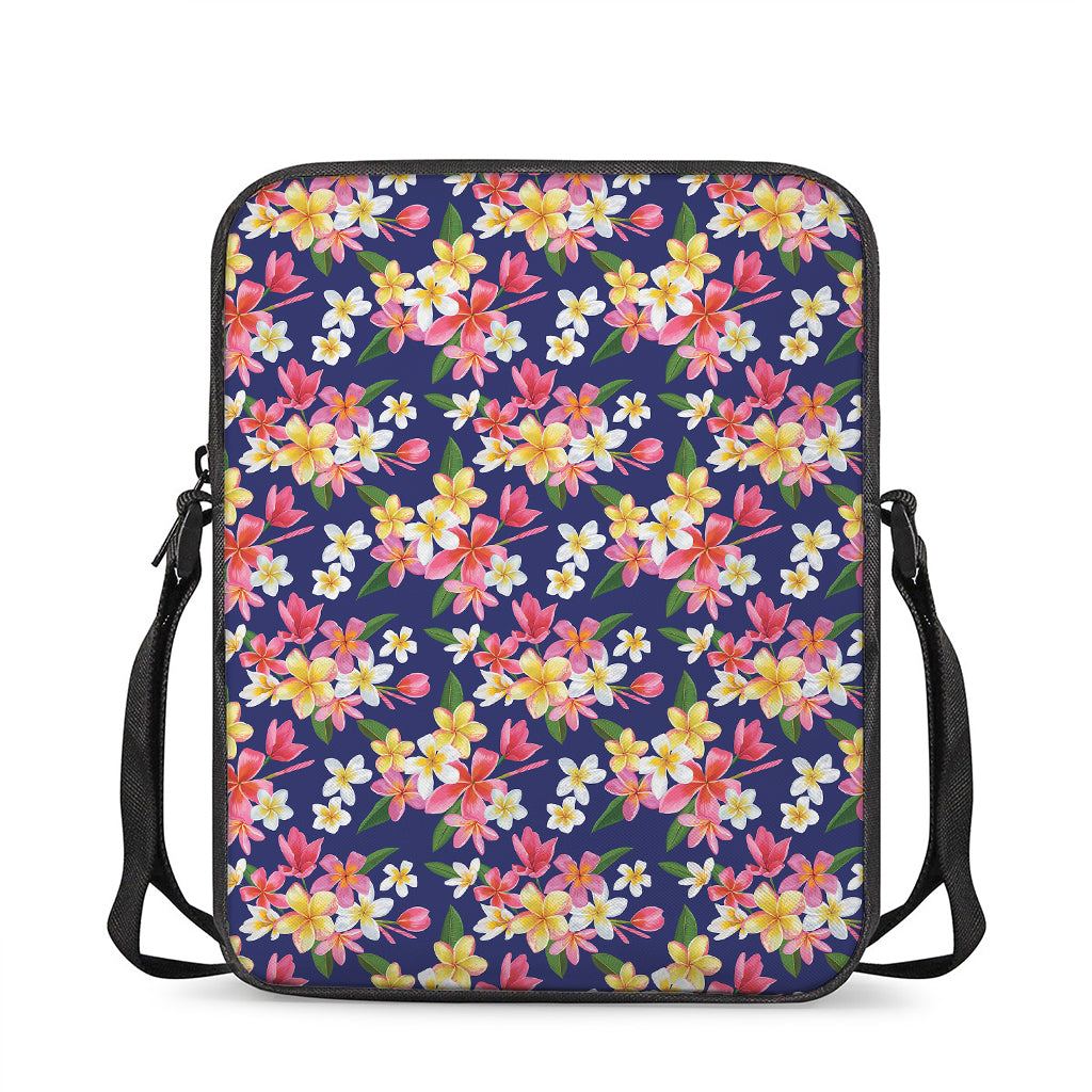 Tropical Frangipani Plumeria Print Rectangular Crossbody Bag