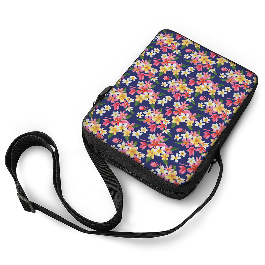 Tropical Frangipani Plumeria Print Rectangular Crossbody Bag