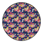 Tropical Frangipani Plumeria Print Round Floor Mat