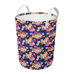 Tropical Frangipani Plumeria Print Round Laundry Basket
