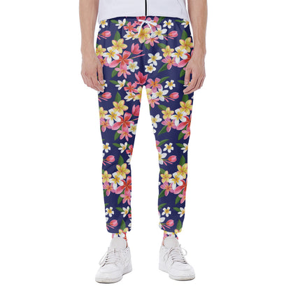Tropical Frangipani Plumeria Print Scuba Joggers