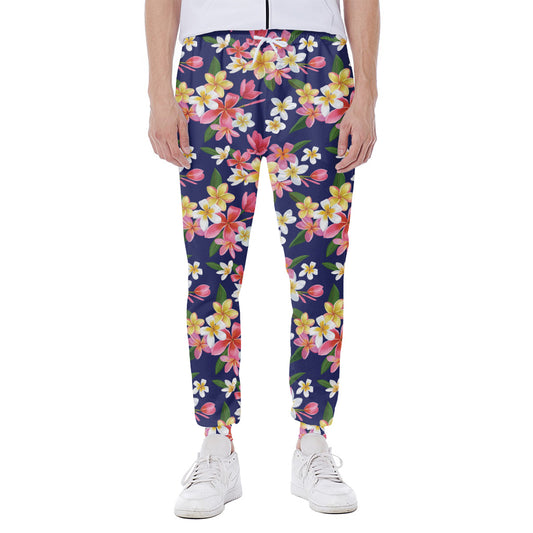 Tropical Frangipani Plumeria Print Scuba Joggers