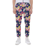 Tropical Frangipani Plumeria Print Scuba Joggers