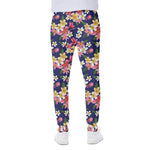 Tropical Frangipani Plumeria Print Scuba Joggers