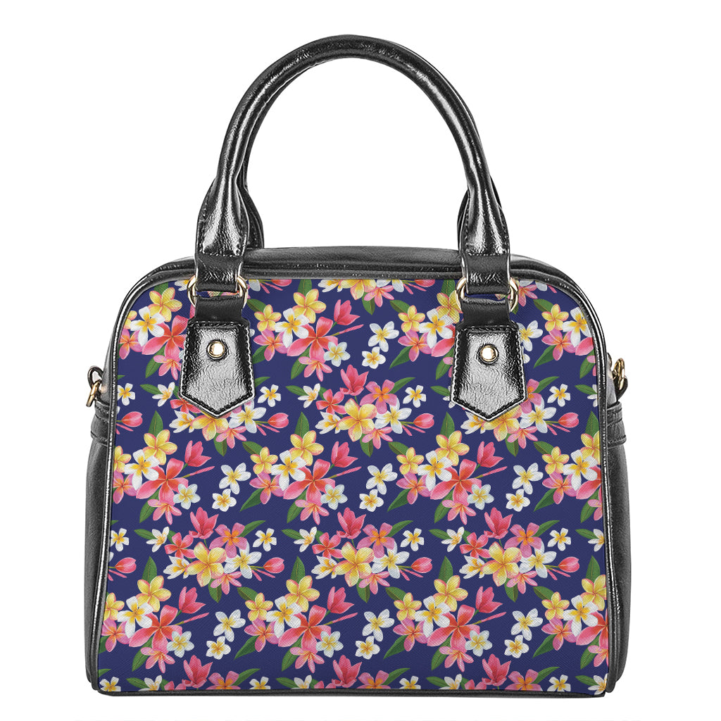 Tropical Frangipani Plumeria Print Shoulder Handbag