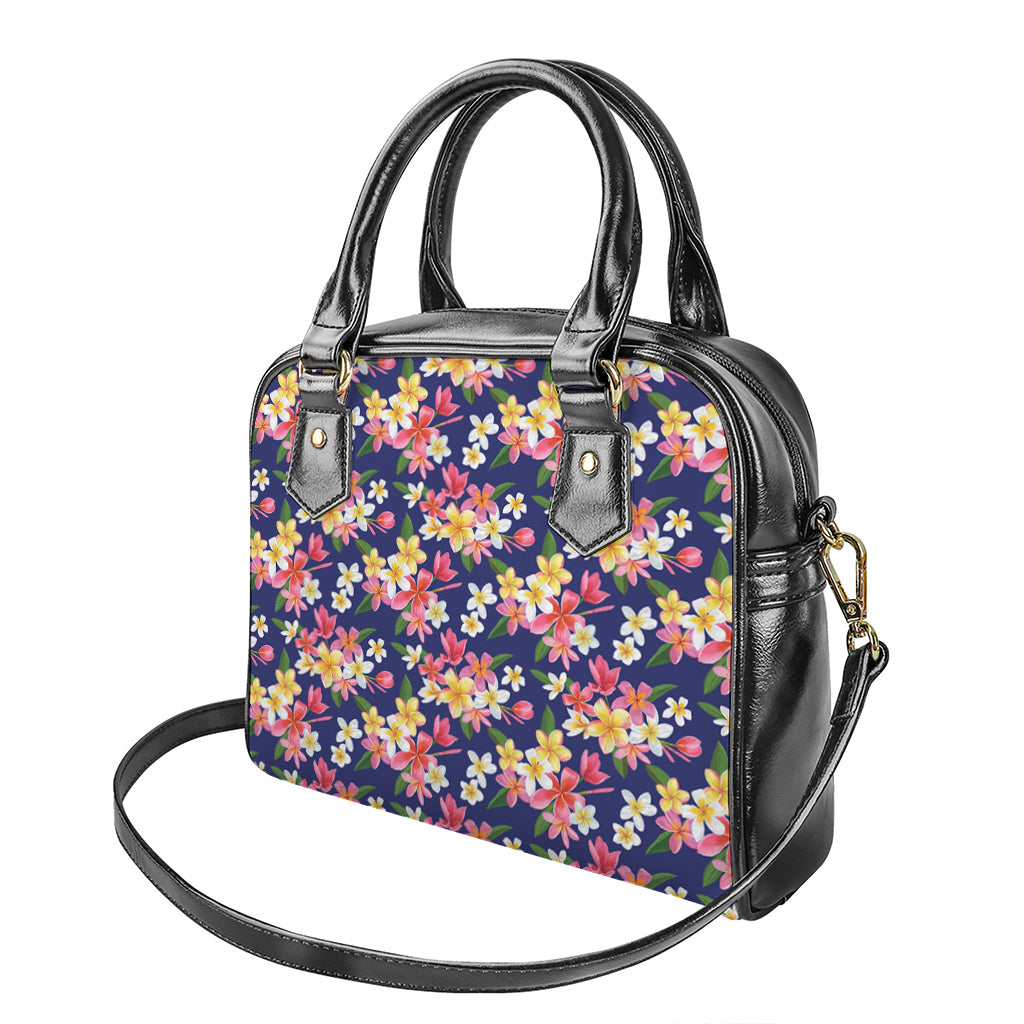 Tropical Frangipani Plumeria Print Shoulder Handbag