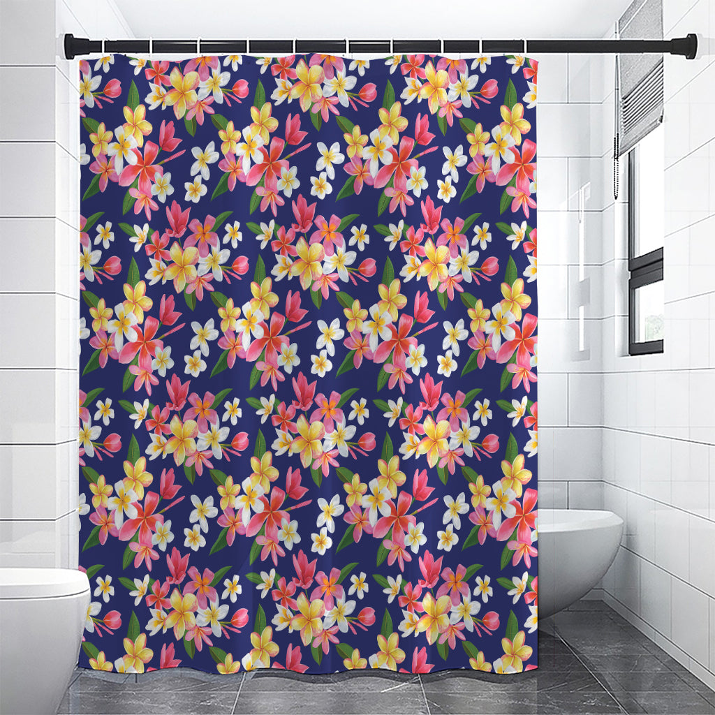 Tropical Frangipani Plumeria Print Shower Curtain