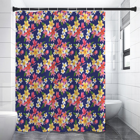 Tropical Frangipani Plumeria Print Shower Curtain