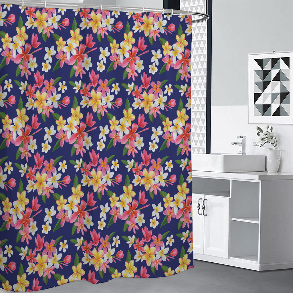 Tropical Frangipani Plumeria Print Shower Curtain