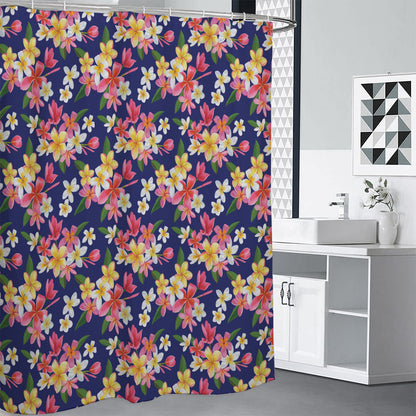 Tropical Frangipani Plumeria Print Shower Curtain